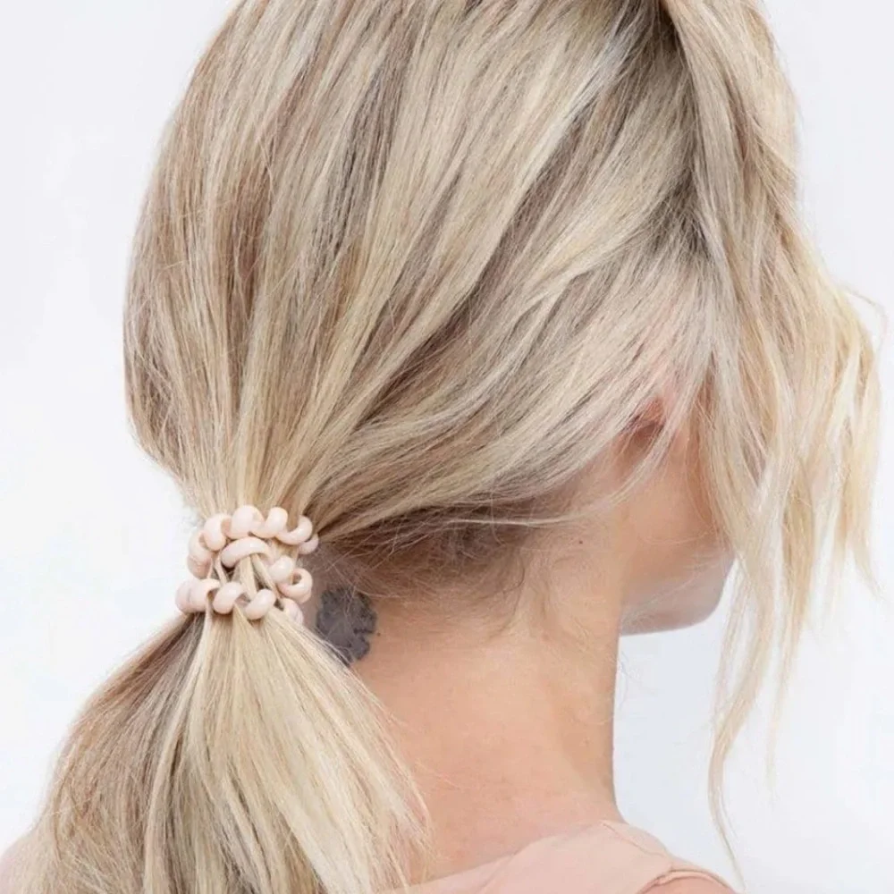 🩶5/$30 Kitsch Slick Hair Coils Large Spiral Hair Ties Set of 4 Pink White NEW